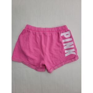 Victorias Secret Pink Sweat Shorts SZ XS Pink Drawstring Pockets Logo Y2K